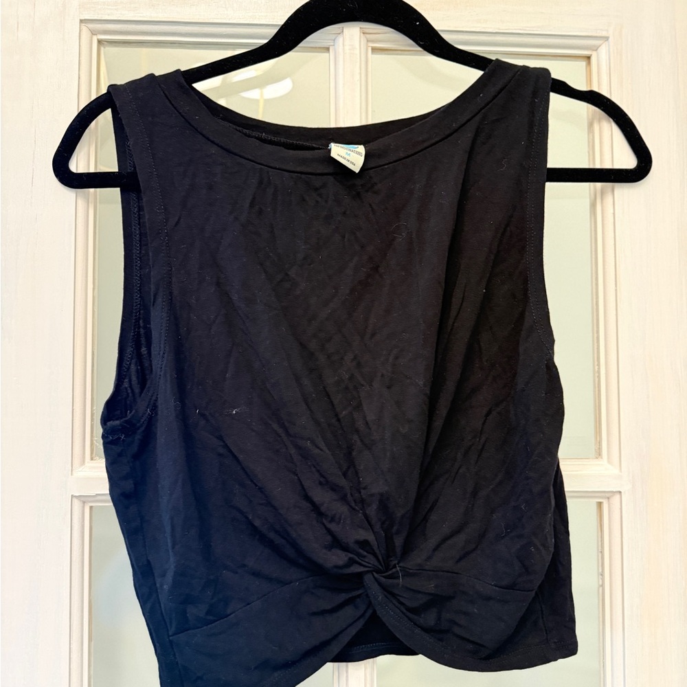 Black Twist-Front Sleeveless Top